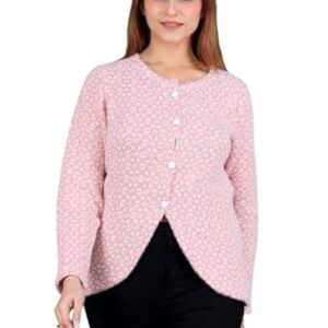 Dadu Dayal Women Woolen Round-Neck Self Design Cardigan Sweater for Winter Wear Full Sleeves Crop Design
