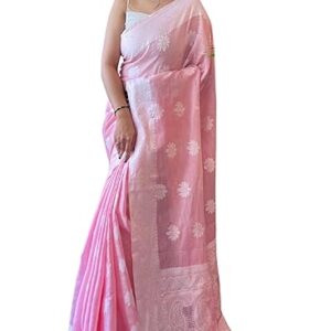 SGF11 Women's Kanjivaram Soft Cotton Linen Silk Saree With Blouse Piece