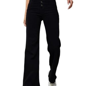 Dolce Crudo Women's Wide-Leg High-Rise Stretchable Patch-Pocketed Denim Jeans