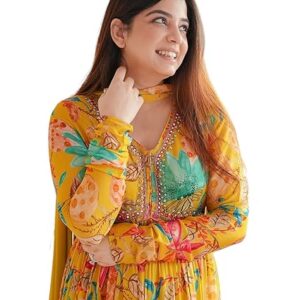 KD Women Floral Print Anarkali Kurta with Pant and Dupatta Set Anarkali Kurti for Women