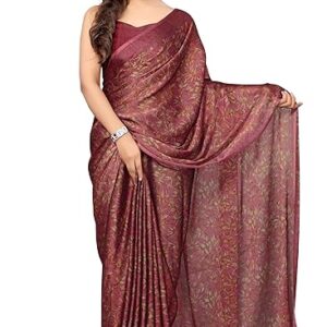 MIRCHI FASHION Women's Chiffon Floral Printed Saree with Blouse Piece