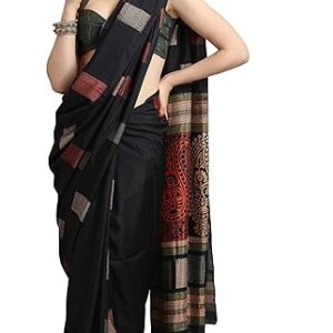 EthnicJunction Women's Silk Blend Printed Saree With Blouse Piece