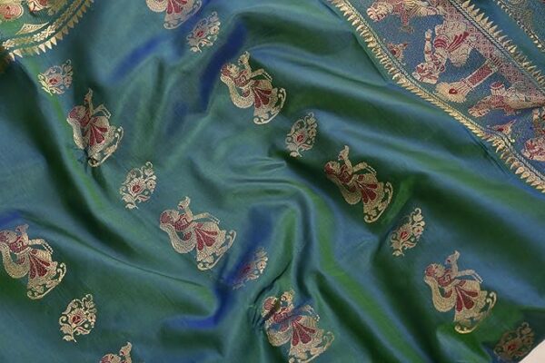 PRANTIKA Women's Katan Silk Meenakari Baluchari Swarnachari Bengal Saree Bicoloured B0231AA - Image 3