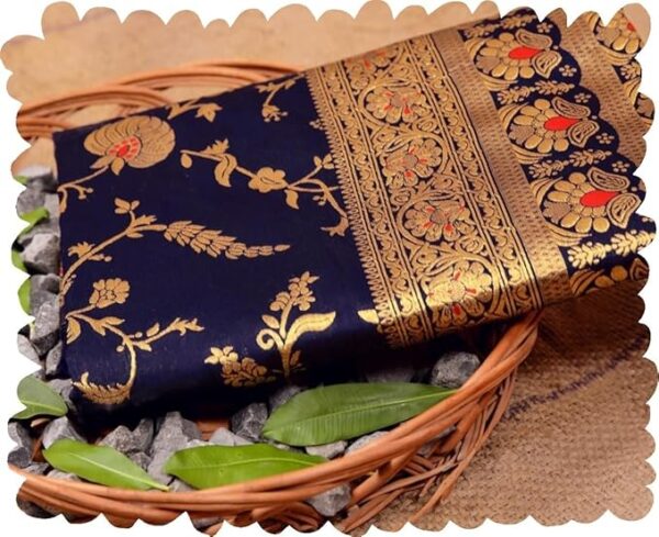D V ENTERPRIS Women's Pure Original kanchipuram Kanjivaram Zari weaving silk Royal Rajwadi Kalamkari desinger Saree With Blouse piece for Wedding - Image 4